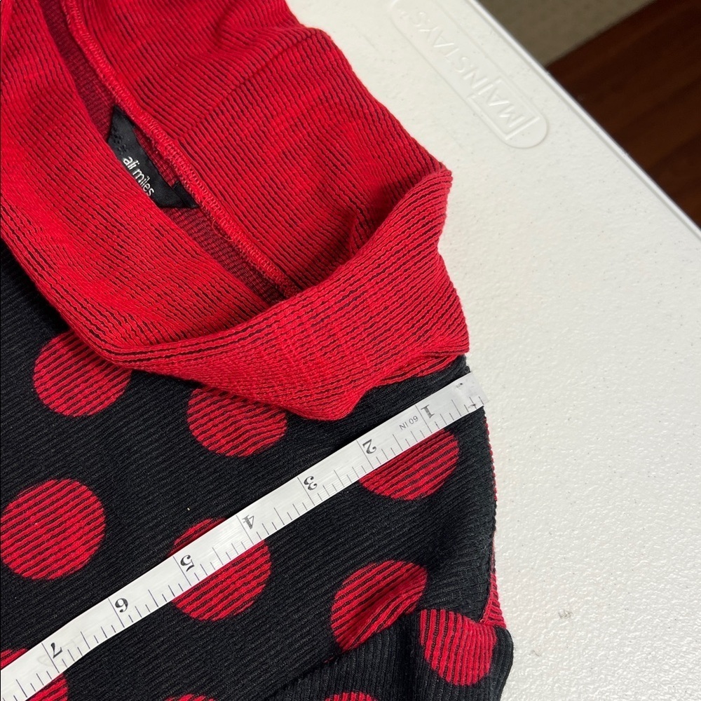 Ali Miles Sz 1X Red and Black Polka Dot Top Art to Wear Cowl Neck NWT - Picture 8 of 12